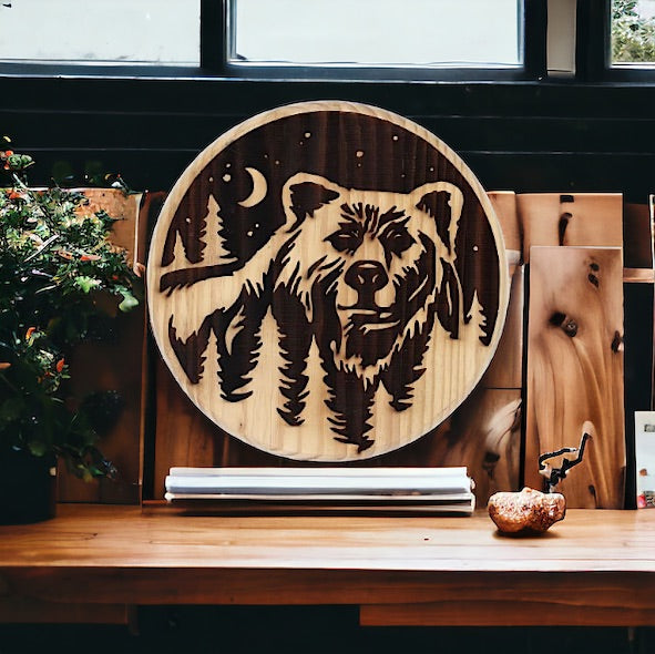 Pine - 12" Round - Bear