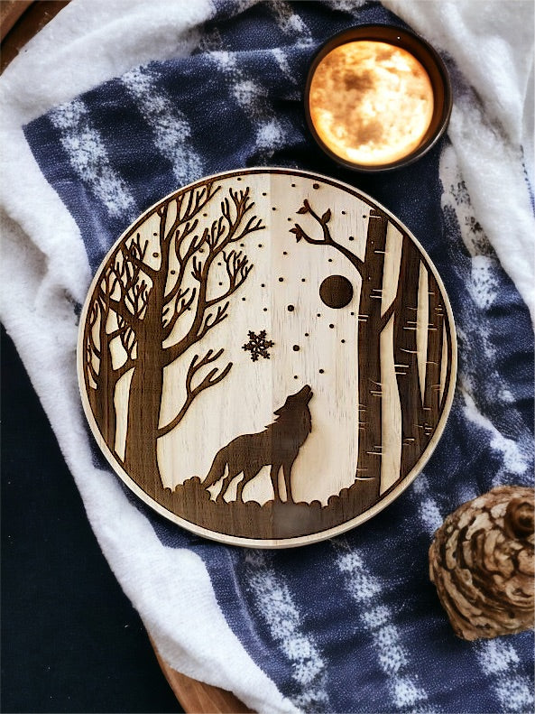 Pine - 12" Round - Wolf In The Woods