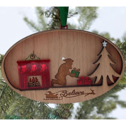 Ornament -  - A01 Oval Believe With Santa