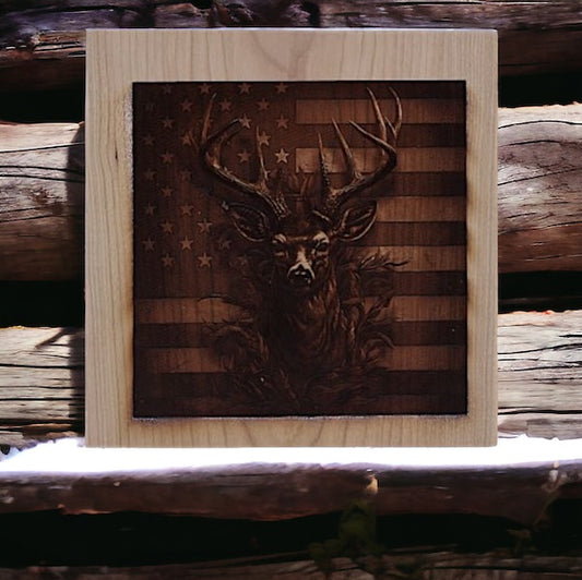 Cherry - 8 x 8 - Deer/Flag 3D