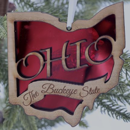 Ornament -  - E01 Ohio Red Acrylic With Cardinal