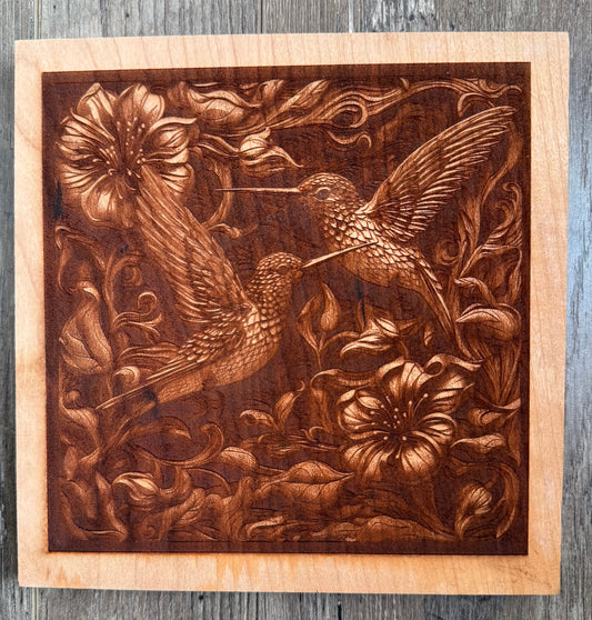 Cherry - 8 x 8  - Hummingbird/Flower 3D