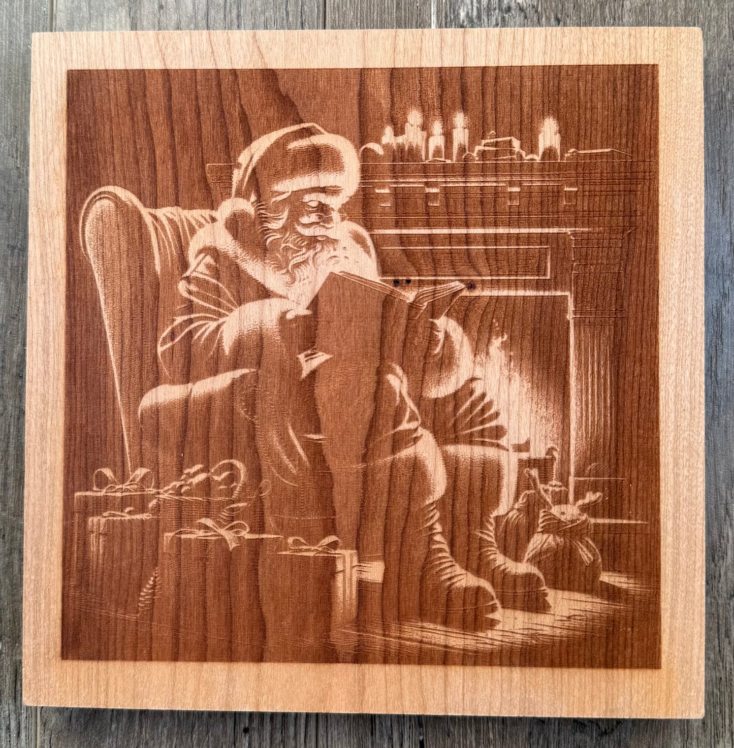 Cherry - 8 x 8 - Santa Reading 3D